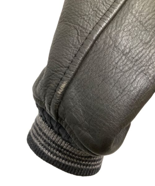 MEN'S BIGI（メンズビギ）MEN'S BIGI (メンズビギ) ヴィンテージレザースリーブスタジャン ブラック サイズ:Lの古着・服飾アイテム