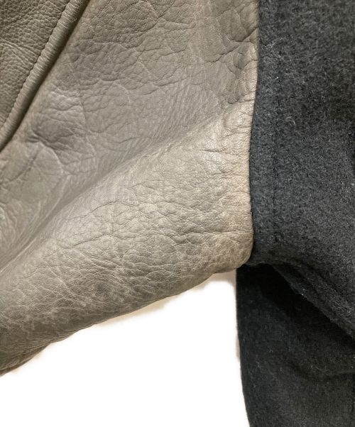 MEN'S BIGI（メンズビギ）MEN'S BIGI (メンズビギ) ヴィンテージレザースリーブスタジャン ブラック サイズ:Lの古着・服飾アイテム