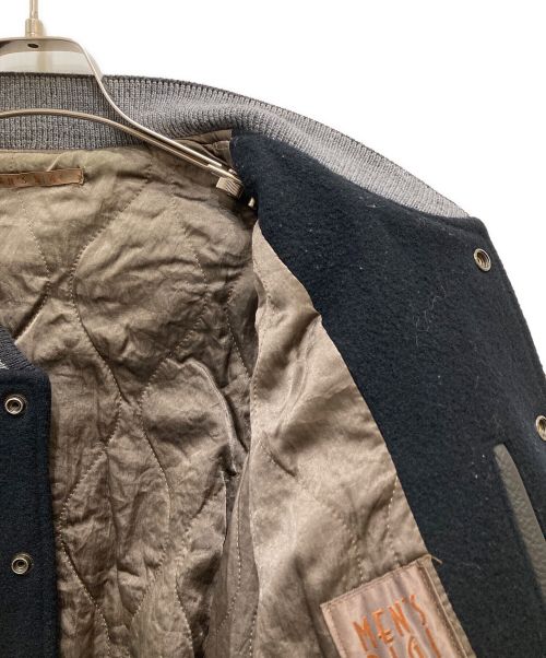 MEN'S BIGI（メンズビギ）MEN'S BIGI (メンズビギ) ヴィンテージレザースリーブスタジャン ブラック サイズ:Lの古着・服飾アイテム