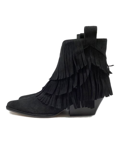 sergio rossi（セルジオロッシ）sergio rossi (セルジオロッシ) フリンジブーツ ブラック サイズ:36の古着・服飾アイテム