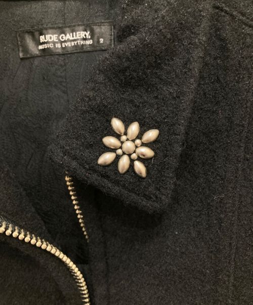 RUDE GALLERY（ルードギャラリー）RUDE GALLERY (ルードギャラリー) スタッズウールブルゾン ブラック サイズ:2の古着・服飾アイテム
