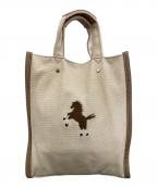 SEVEN TEN by MIHO KAWAHITOセブン テン バイ ミホ カワヒト）の古着「ポニー刺繍ハンドバッグ」｜アイボリー