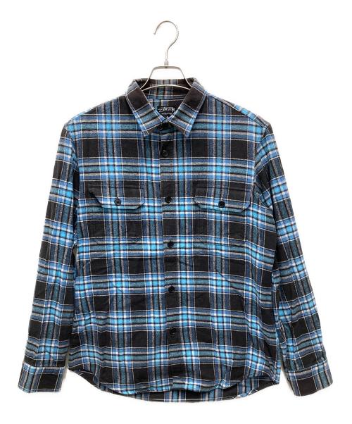 stussy（ステューシー）stussy (ステューシー) ネルシャツ ブルー×ブラック サイズ:Ｍの古着・服飾アイテム