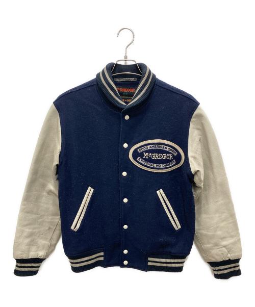 McGREGOR（マクレガー）McGREGOR (マクレガー) ヴィンテージ袖レザースタジャン ネイビー×グレー サイズ:Mの古着・服飾アイテム
