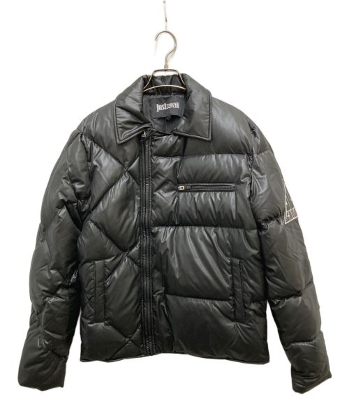 JUST CAVALLI（ジャストカヴァリ）JUST CAVALLI (ジャストカヴァリ) ロゴパッチアシメダウンジャケット ブラック サイズ:46の古着・服飾アイテム