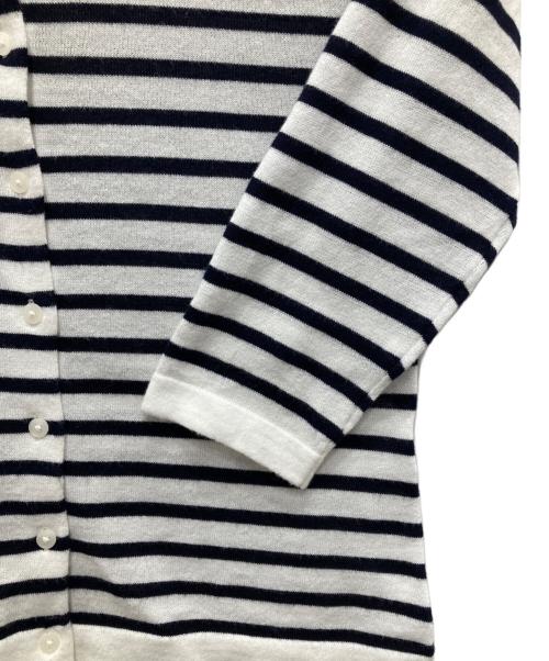 LACOSTE（ラコステ）LACOSTE (ラコステ) クールマックス ニットカーディガン ホワイト×ネイビー サイズ:34の古着・服飾アイテム