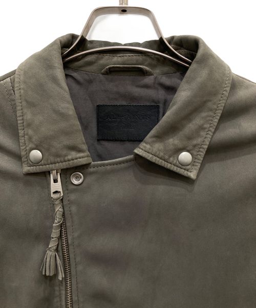 ALL SAINTS（オールセインツ）ALL SAINTS (オールセインツ) ラムレザーライダースジャケット グレー サイズ:Sの古着・服飾アイテム