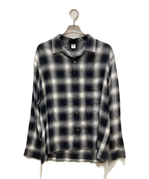 FRONT 11201（フロント 11201）FRONT 11201 (フロント 11201) チェックオンブレチェックシャツ ブラック×グレー サイズ:Lの古着・服飾アイテム
