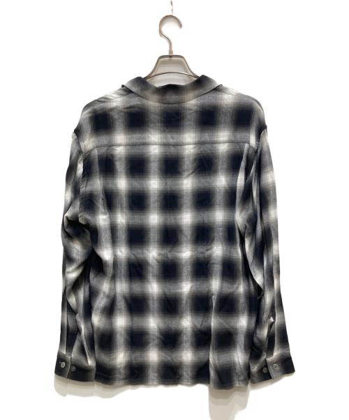 FRONT 11201（フロント 11201）FRONT 11201 (フロント 11201) チェックオンブレチェックシャツ ブラック×グレー サイズ:Lの古着・服飾アイテム