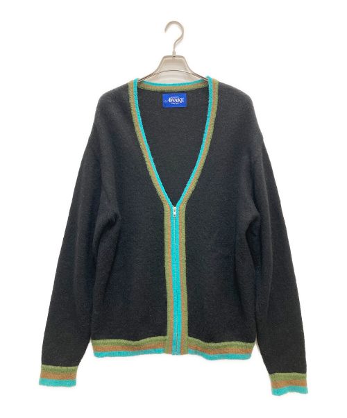 AWAKE（アウェイク）AWAKE (アウェイク) STRIPED MOHAIR SLEEVE CARDIGAN ブラック サイズ:XLの古着・服飾アイテム