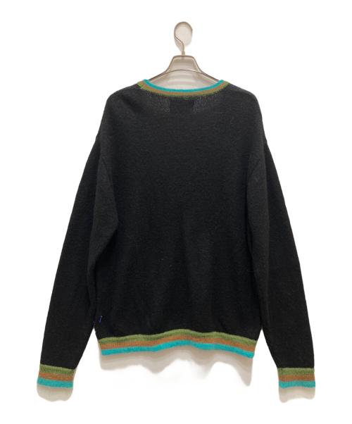 AWAKE（アウェイク）AWAKE (アウェイク) STRIPED MOHAIR SLEEVE CARDIGAN ブラック サイズ:XLの古着・服飾アイテム