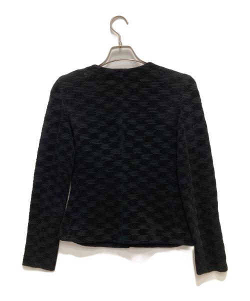 EMPORIO ARMANI（エンポリオ アルマーニ）EMPORIO ARMANI (エンポリオアルマーニ) ハウンドトゥースストレッチノーカラージャケット ブラック サイズ:Ｍの古着・服飾アイテム