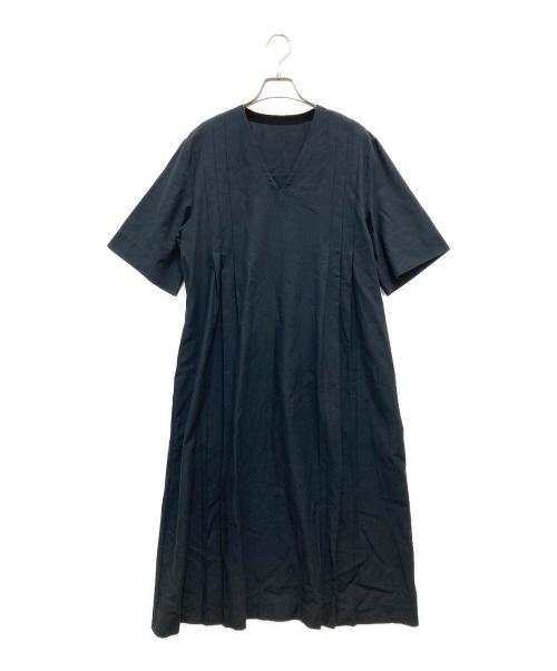 MARGARET HOWELL（マーガレットハウエル）MARGARET HOWELL (マーガレットハウエル) SOFT COTTON TWILL Vネック ワンピース ネイビー サイズ:Mの古着・服飾アイテム