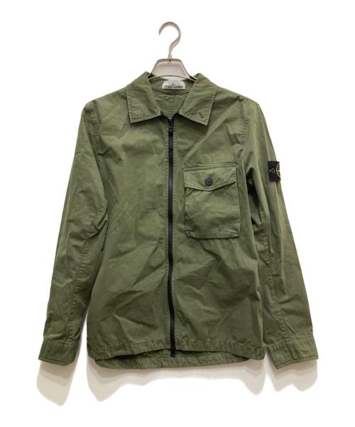 STONE ISLAND（ストーンアイランド）STONE ISLAND (ストーンアイランド) OLD EFFECT CANVAS OVERSHIRT カーキ サイズ:Sの古着・服飾アイテム