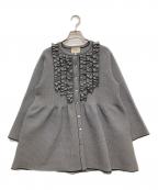 UNITED ARROWSユナイテッドアローズ）の古着「千鳥格子柄フリルペプラムジャケット」｜ホワイト×ブラック