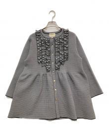 UNITED ARROWS（ユナイテッドアローズ）の古着「千鳥格子柄フリルペプラムジャケット」｜ホワイト×ブラック