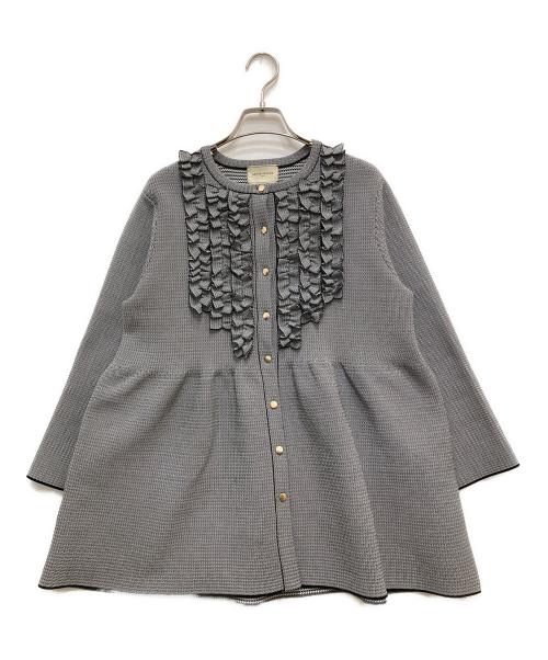 UNITED ARROWS（ユナイテッドアローズ）UNITED ARROWS (ユナイテッドアローズ) 千鳥格子柄フリルペプラムジャケット ホワイト×ブラック サイズ:表記なしの古着・服飾アイテム