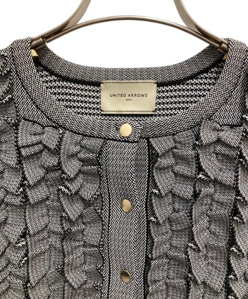 UNITED ARROWS（ユナイテッドアローズ）UNITED ARROWS (ユナイテッドアローズ) 千鳥格子柄フリルペプラムジャケット ホワイト×ブラック サイズ:表記なしの古着・服飾アイテム