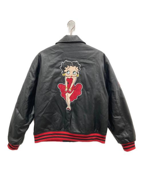 GUESS（ゲス）GUESS (ゲス) BETTY BOOP (ベティー・ブープ) GO BETTY BOOP UNISEX PU JACK ブラック サイズ:Lの古着・服飾アイテム