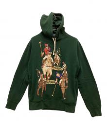 POLO RALPH LAUREN（ポロ・ラルフローレン）の古着「5 HORSE MAN SWEAT HOODIE/5 ホース マン スウェット フーディー」｜グリーン