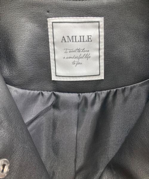 AMLILE（アメイル）AMLILE (アメイル) フェイクレザージャケット ブラック サイズ:Freeの古着・服飾アイテム