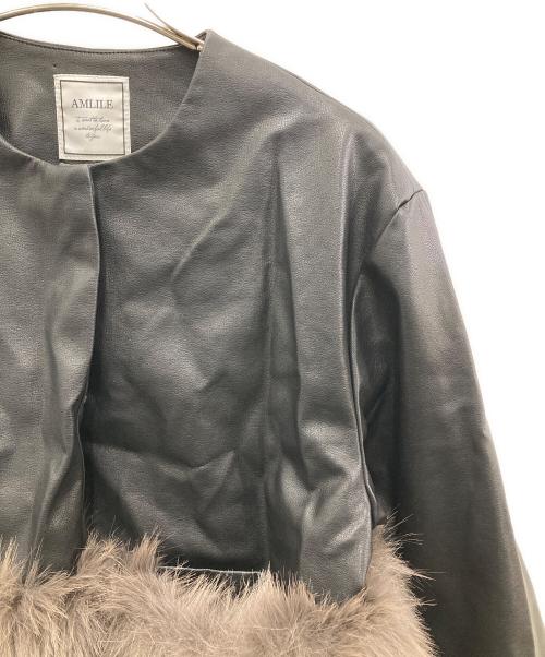 AMLILE（アメイル）AMLILE (アメイル) フェイクレザージャケット ブラック サイズ:Freeの古着・服飾アイテム