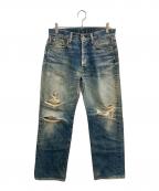 45rpm45アールピーエム）の古着「ダメージデニムパンツ」｜ブルー