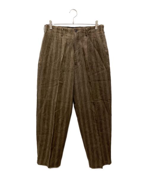 Y's for men（ワイズフォーメン）Y'S for men (ワイズフォーメン) リネンタックワイドパンツ ブラウン サイズ:Mの古着・服飾アイテム