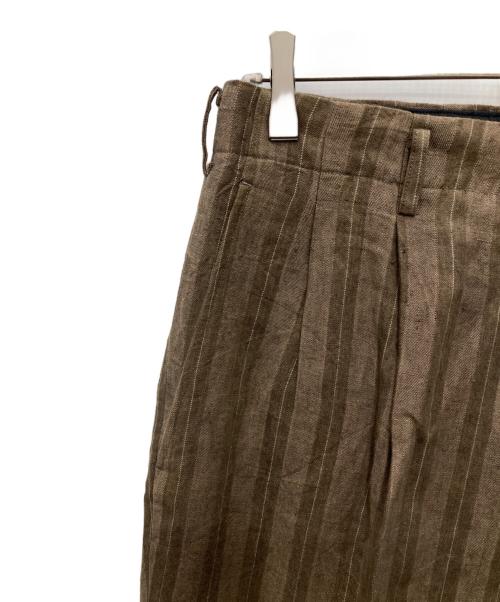 Y's for men（ワイズフォーメン）Y'S for men (ワイズフォーメン) リネンタックワイドパンツ ブラウン サイズ:Mの古着・服飾アイテム
