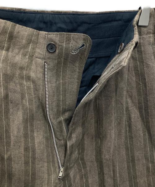 Y's for men（ワイズフォーメン）Y'S for men (ワイズフォーメン) リネンタックワイドパンツ ブラウン サイズ:Mの古着・服飾アイテム