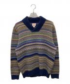 BROOKS BROTHERSブルックスブラザーズ）の古着「Vネックニット」｜ネイビー×グリーン