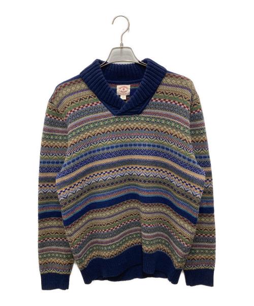 BROOKS BROTHERS（ブルックスブラザーズ）BROOKS BROTHERS (ブルックスブラザーズ) Vネックニット ネイビー×グリーン サイズ:Lの古着・服飾アイテム