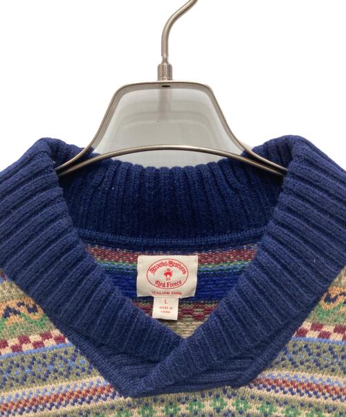 BROOKS BROTHERS（ブルックスブラザーズ）BROOKS BROTHERS (ブルックスブラザーズ) Vネックニット ネイビー×グリーン サイズ:Lの古着・服飾アイテム