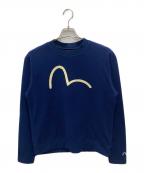 YAMANEヤマネ）の古着「プリントスウェット」｜ネイビー