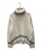 GALERIE VIEギャルリーヴィー）の古着「ファインウーステッドケーブル タートルネックプルオーバー」｜ホワイト×ブラック