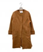 green label relaxingグリーンレーベルリラクシング）の古着「アンゴラビーバー スリット ノーカラー コート」｜ブラウン
