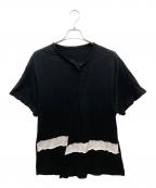 GROUND Yグラウンドワイ）の古着「モダール天竺コンビ 段違横 ラインカットソー」｜ブラック
