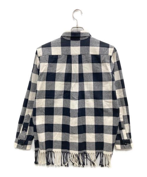 POLO RALPH LAUREN（ポロ・ラルフローレン）POLO RALPH LAUREN (ポロ・ラルフローレン) フリンジネルシャツ ホワイト×ブラック サイズ:Sの古着・服飾アイテム