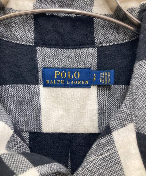 POLO RALPH LAUREN（ポロ・ラルフローレン）POLO RALPH LAUREN (ポロ・ラルフローレン) フリンジネルシャツ ホワイト×ブラック サイズ:Sの古着・服飾アイテム