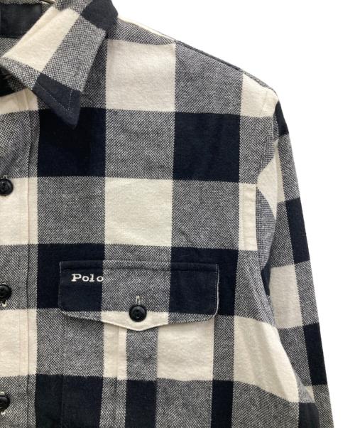 POLO RALPH LAUREN（ポロ・ラルフローレン）POLO RALPH LAUREN (ポロ・ラルフローレン) フリンジネルシャツ ホワイト×ブラック サイズ:Sの古着・服飾アイテム
