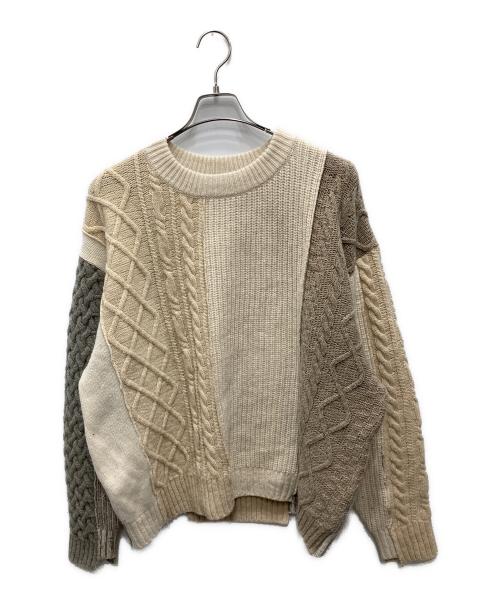 KURO（クロ）KURO (クロ) REMAKE KNIT SWEATER/リメイク ニット スウェット アイボリー サイズ:1の古着・服飾アイテム