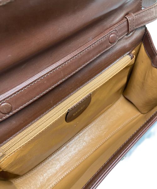 GUCCI（グッチ）GUCCI (グッチ) ヴィンテージレザーショルダーバッグ ブラウンの古着・服飾アイテム