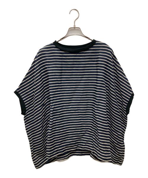 journal standard luxe（ジャーナルスタンダード ラックス）journal standard luxe (ジャーナルスタンダード リュクス) リネンボーダー ポンチョ ネイビー サイズ:表記無し(実寸ご確認ください）の古着・服飾アイテム