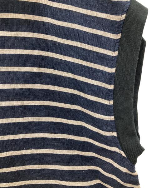 journal standard luxe（ジャーナルスタンダード ラックス）journal standard luxe (ジャーナルスタンダード リュクス) リネンボーダー ポンチョ ネイビー サイズ:表記無し(実寸ご確認ください）の古着・服飾アイテム