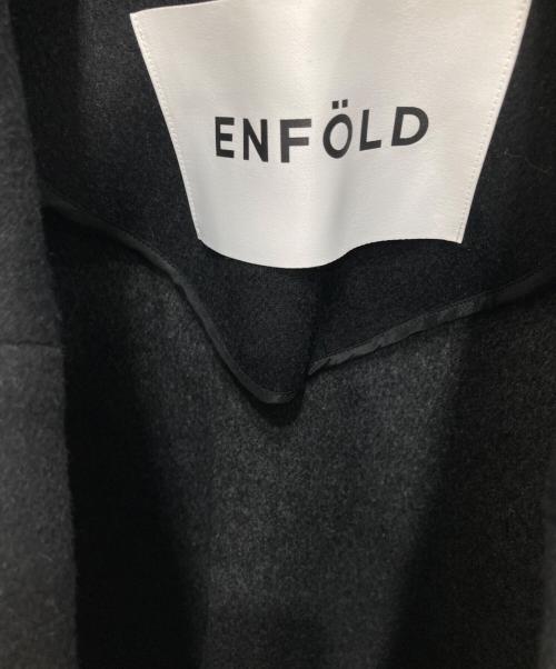 ENFOLD（エンフォルド）ENFOLD (エンフォルド) ウールサイドスリットリバーコート ブラック サイズ:38の古着・服飾アイテム