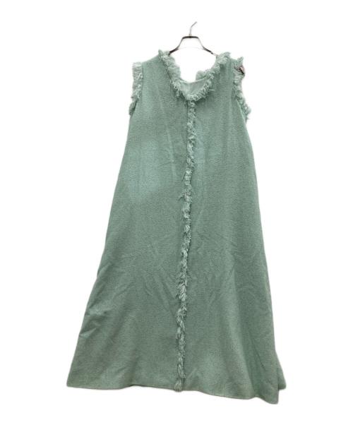 maison de dolce（メゾンドドルチェ）maison de dolce (メゾンドドルチェ) ノースリーブツイードワンピース ミントグリーン サイズ:Freeの古着・服飾アイテム