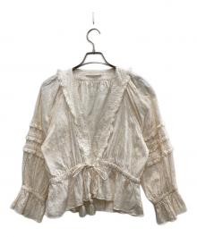 SOULEIADO（ソレイアード）の古着「コットンジャガードタッセルブラウス」｜ホワイト