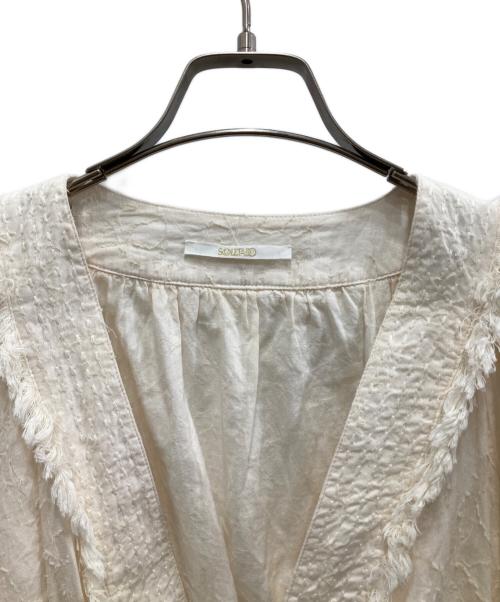 SOULEIADO（ソレイアード）SOULEIADO (ソレイアード) コットンジャガードタッセルブラウス ホワイト サイズ:36の古着・服飾アイテム