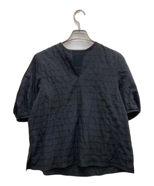 BALLSEY（ボールジィ）BALLSEY (ボールジィ) ボーダーサッカー キーネックブラウス ブラック サイズ:36の古着・服飾アイテム