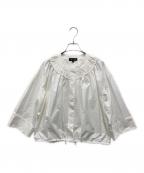 DRAWERドゥロワー）の古着「コットンシルクギャザーブラウス」｜ホワイト